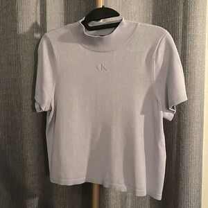 Calvin Klein baby blue knit short sleeve top